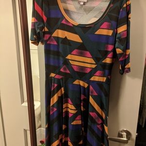 LuLaRoe abstract art geometric Nicole dress flare